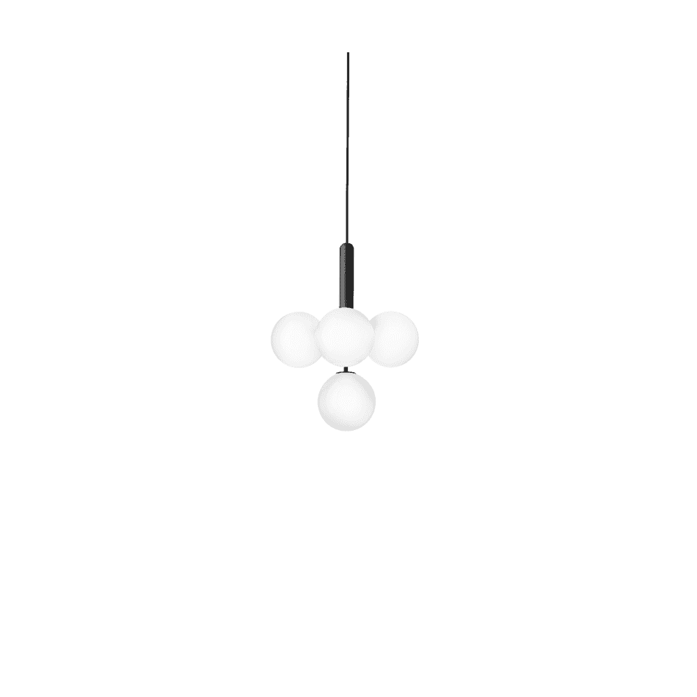 Nuura Miira 4 Light Chandelier - Rock Grey & Opal Glass