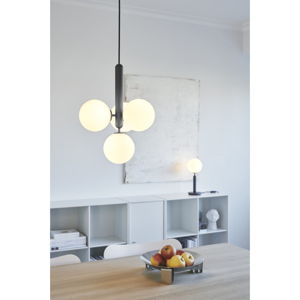 Nuura Miira 4 Light Chandelier - Rock Grey & Opal Glass