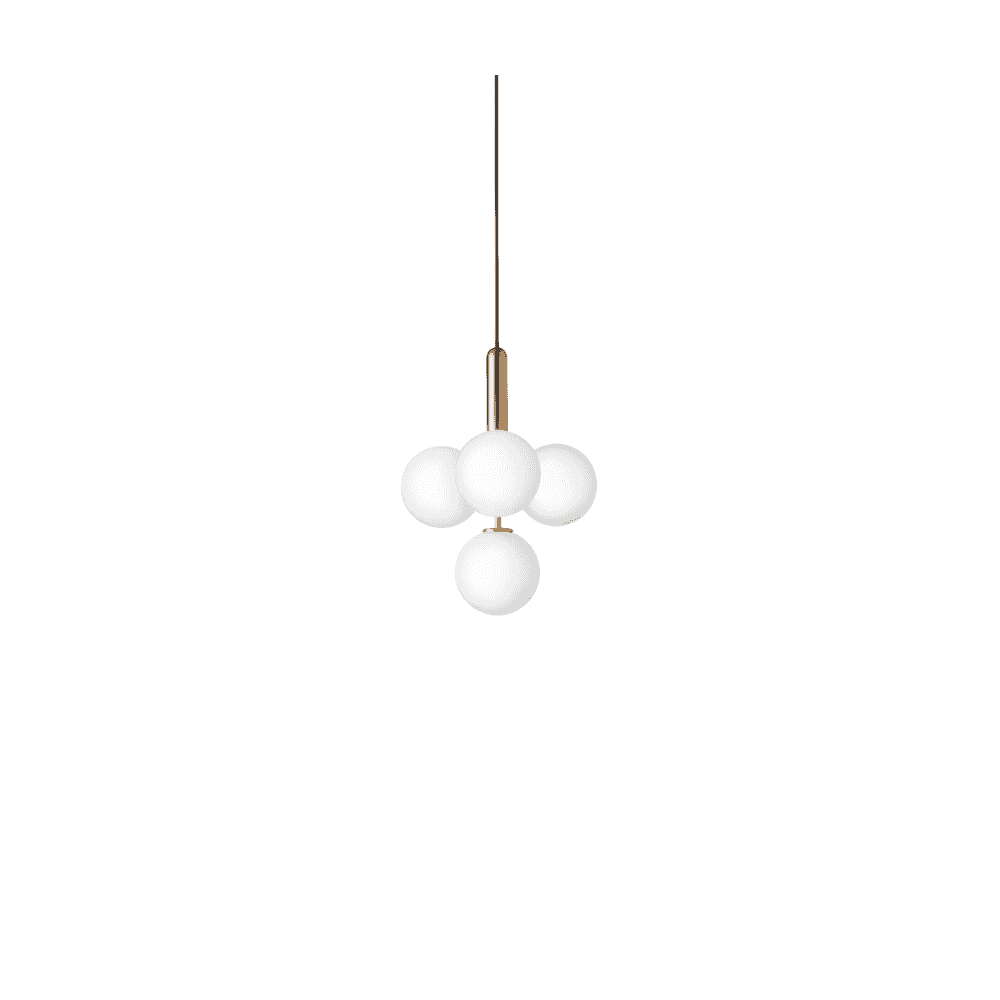 Nuura Miira 4 Light Chandelier - Brass & Opal Glass