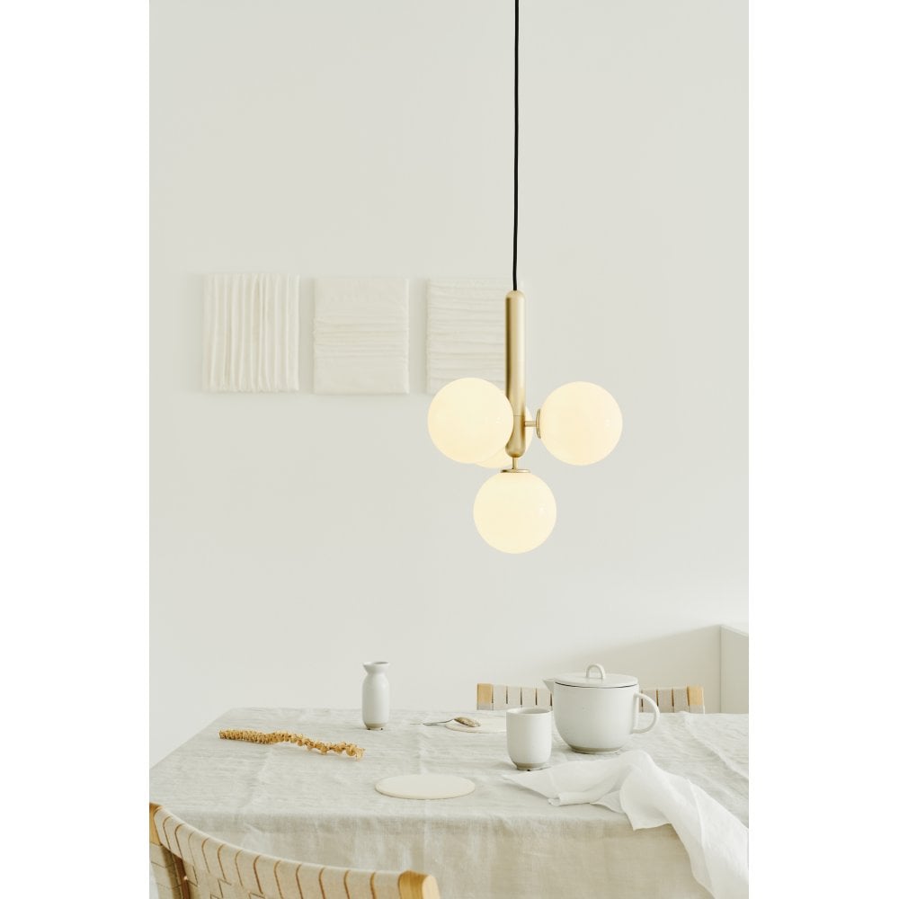 Nuura Miira 4 Light Chandelier - Brass & Opal Glass