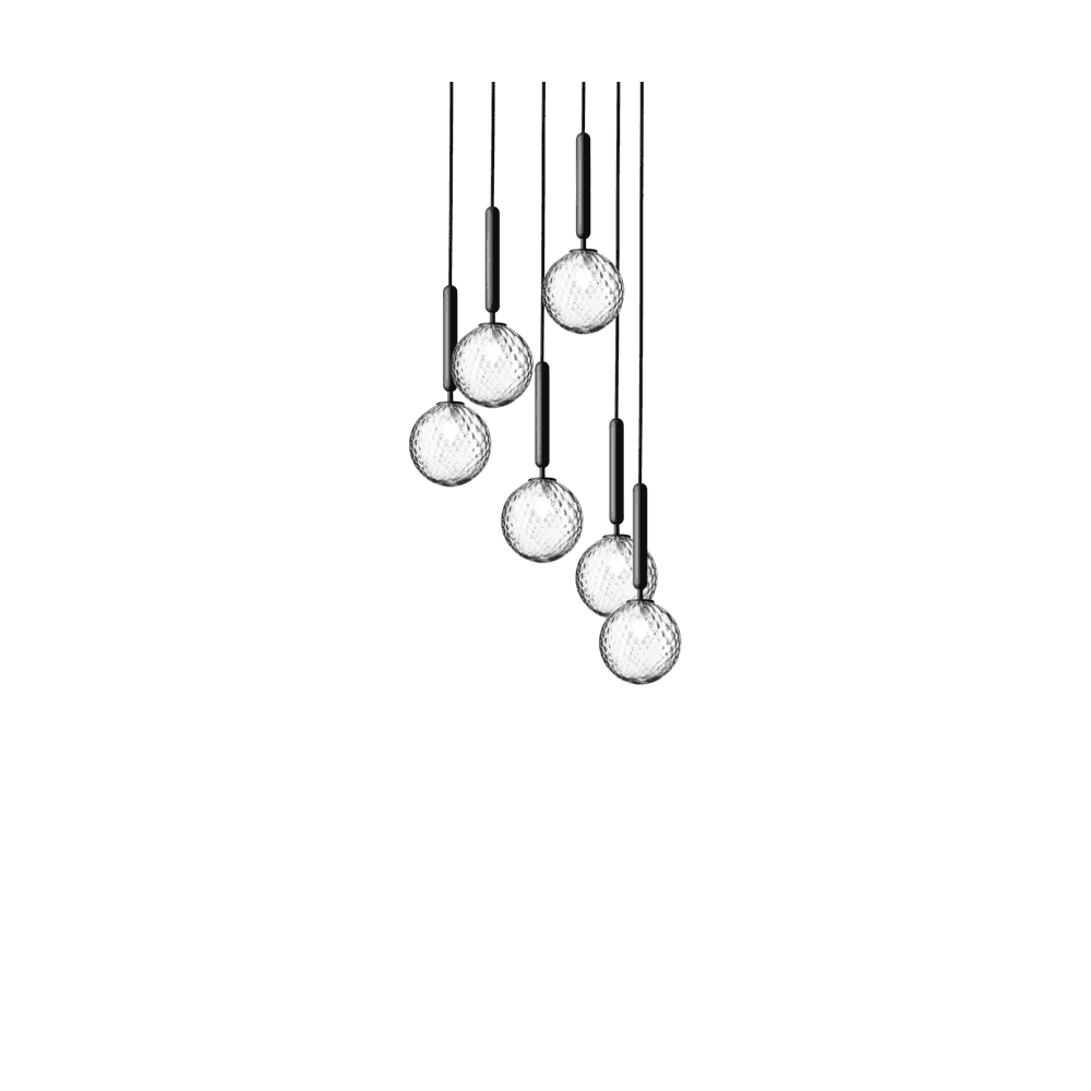 Nuura Miira 6 Light Chandelier - Rock Grey & Optic Clear Glass