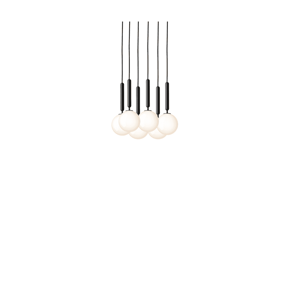 Nuura Miira 6 Light Chandelier - Rock Grey & Opal Glass