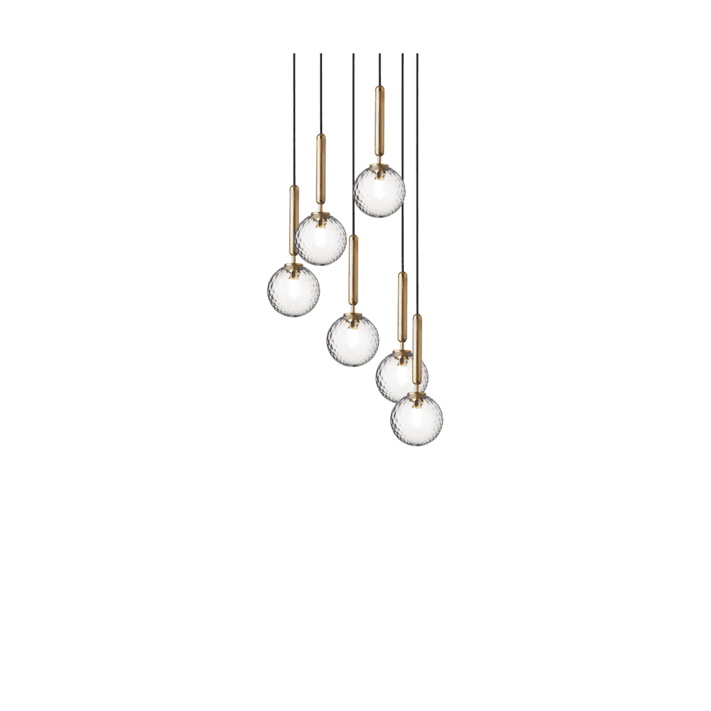 Nuura Miira 6 Light Chandelier - Brass & Optic Clear Glass