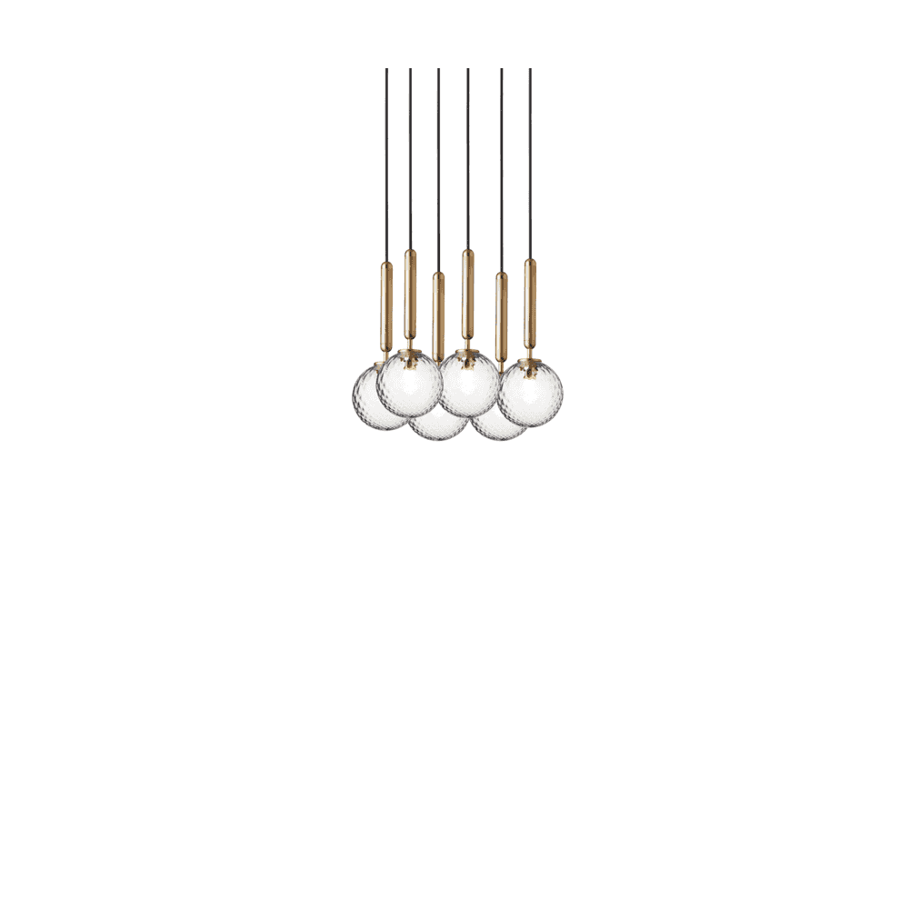 Nuura Miira 6 Light Chandelier - Brass & Optic Clear Glass