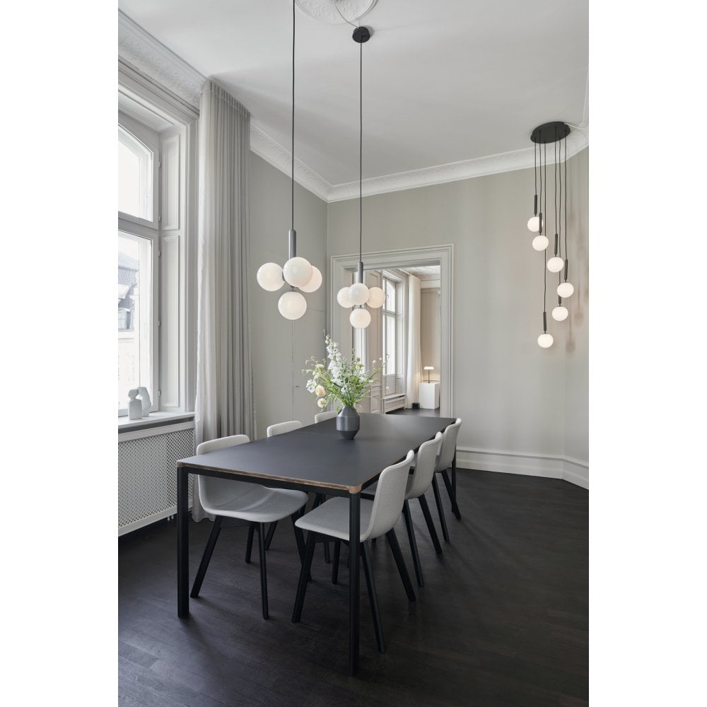 Nuura Miira 6 Light Chandelier - Rock Grey & Opal Glass