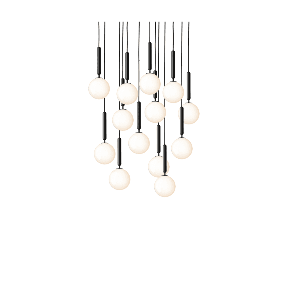 Nuura Miira 13 Light Chandelier - Rock Grey & Opal White Glass