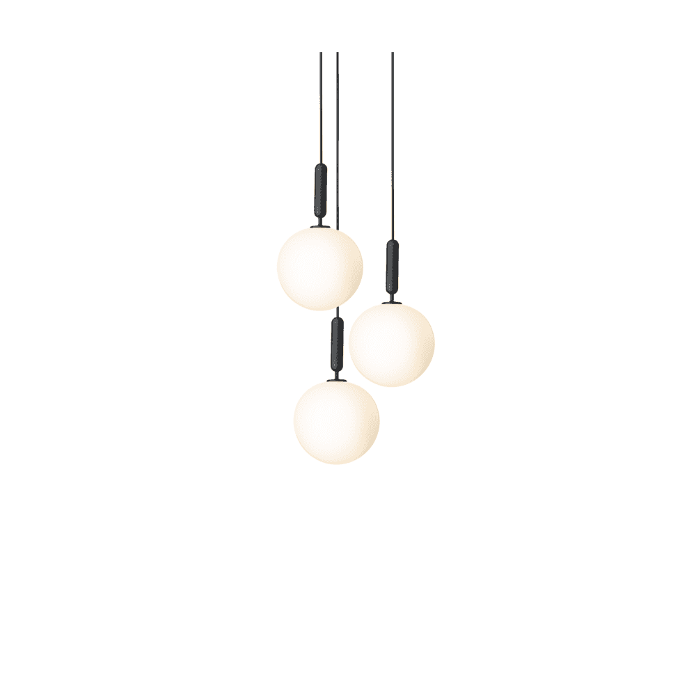 Nuura Miira Large 3 Light Chandelier - Rock Grey & Opal Glass