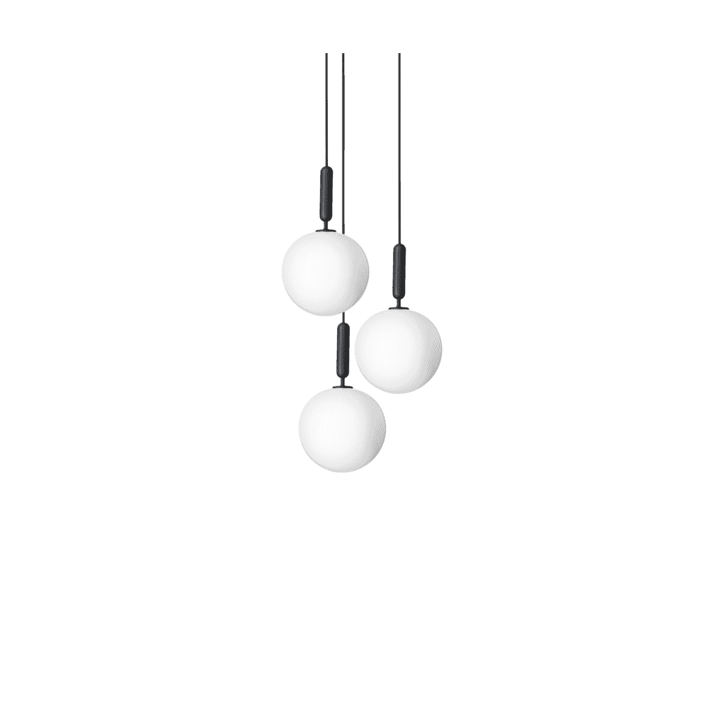 Nuura Miira Large 3 Light Chandelier - Rock Grey & Opal Glass