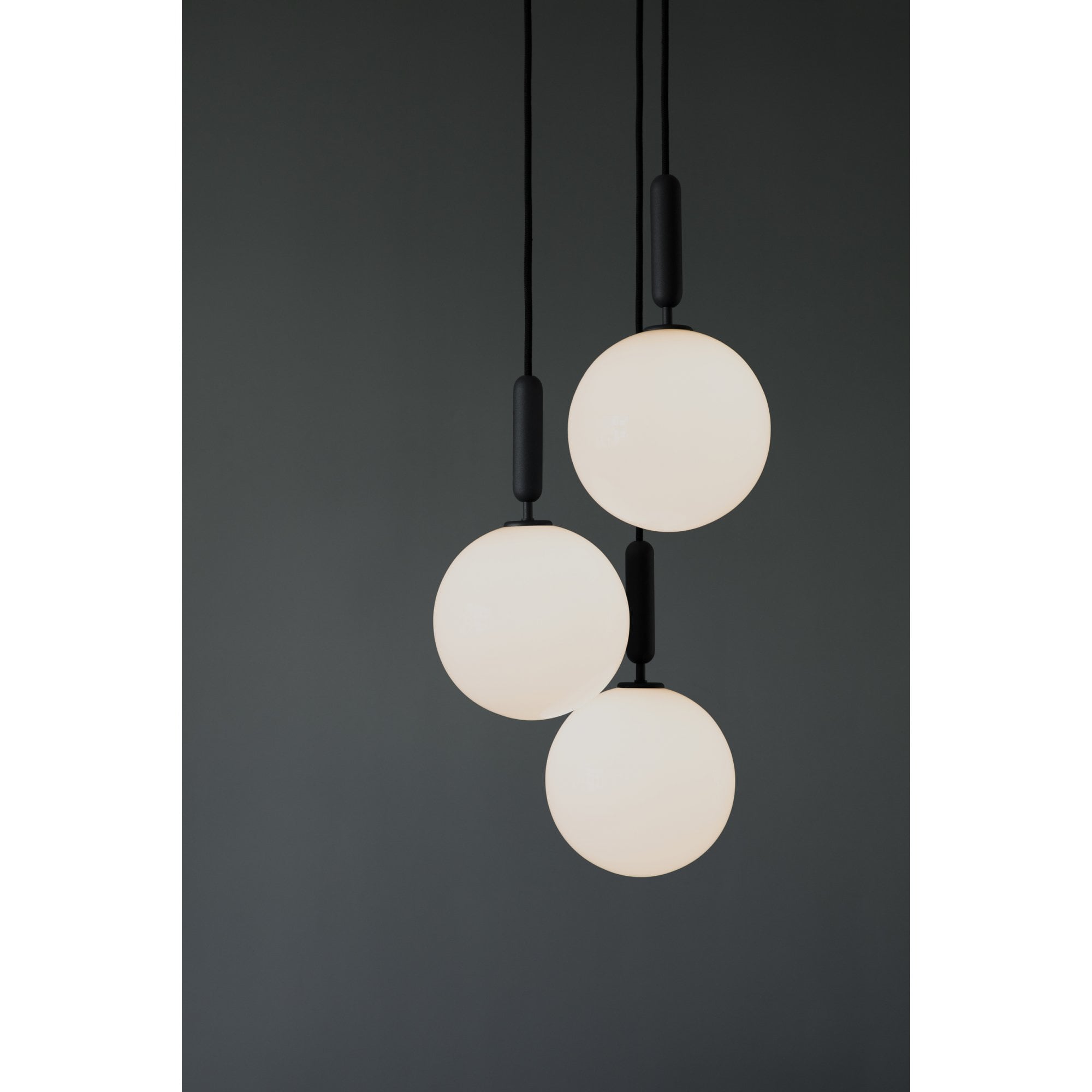 Nuura Miira Large 3 Light Chandelier - Rock Grey & Opal Glass