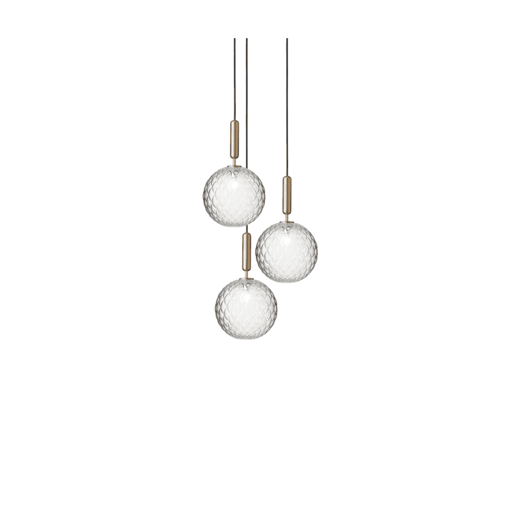 Nuura Miira Large 3 Light Chandelier - Brass & Optic Clear Glass