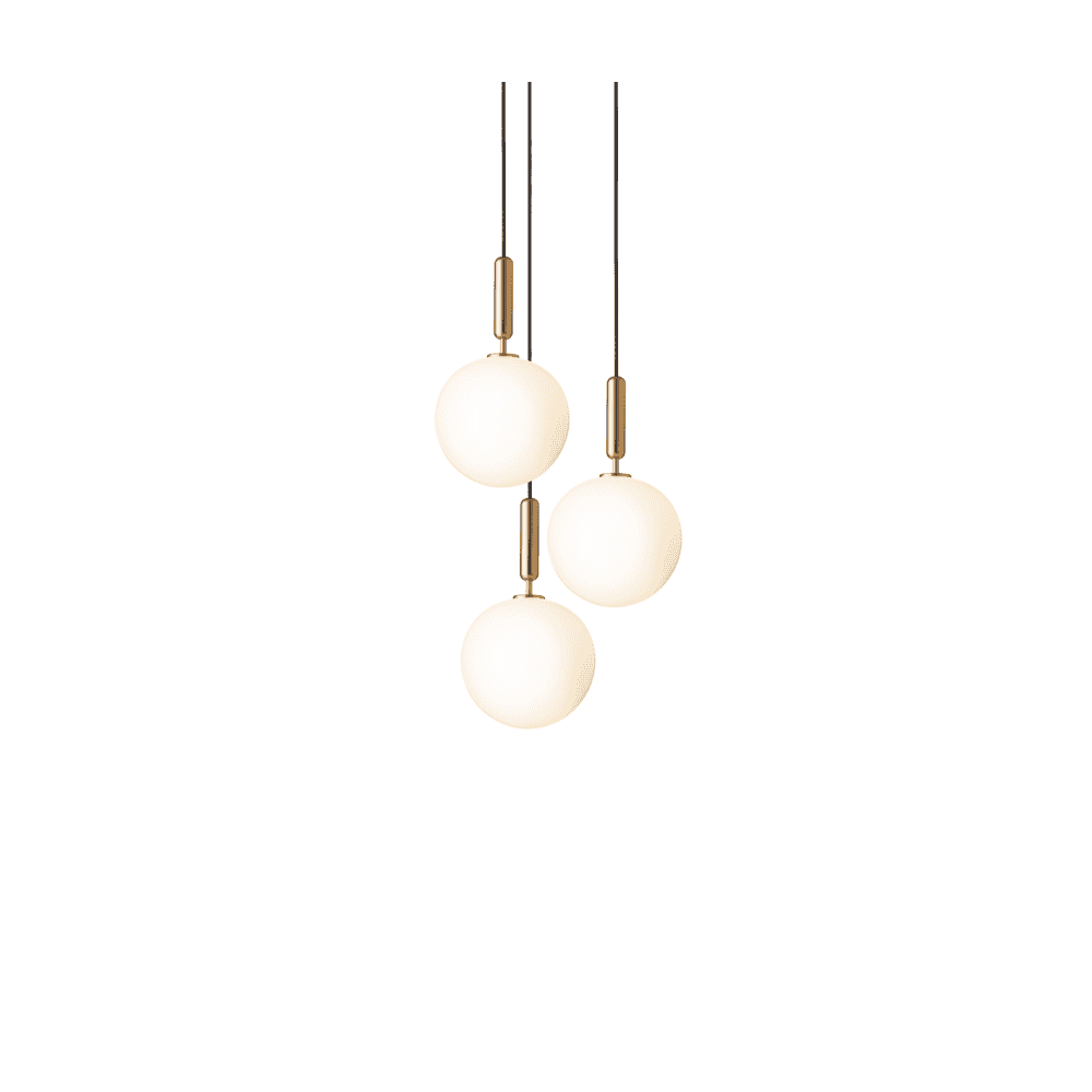 Nuura Miira Large 3 Light Chandelier - Brass & Opal Glass