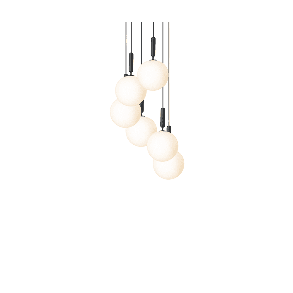 Nuura Miira Large 6 Light Chandelier - Rock Grey & Opal Glass
