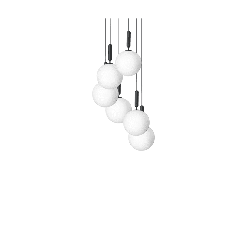 Nuura Miira Large 6 Light Chandelier - Rock Grey & Opal Glass