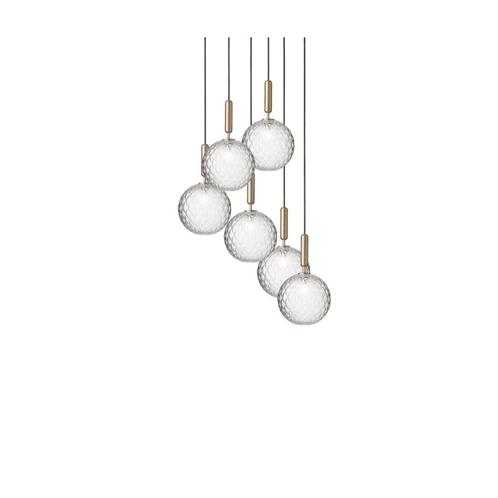 Nuura Miira Large 6 Light Chandelier - Brass & Optic Clear Glass