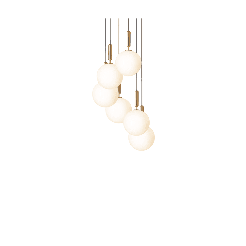 Nuura Miira Large 6 Light Chandelier - Brass & Opal Glass