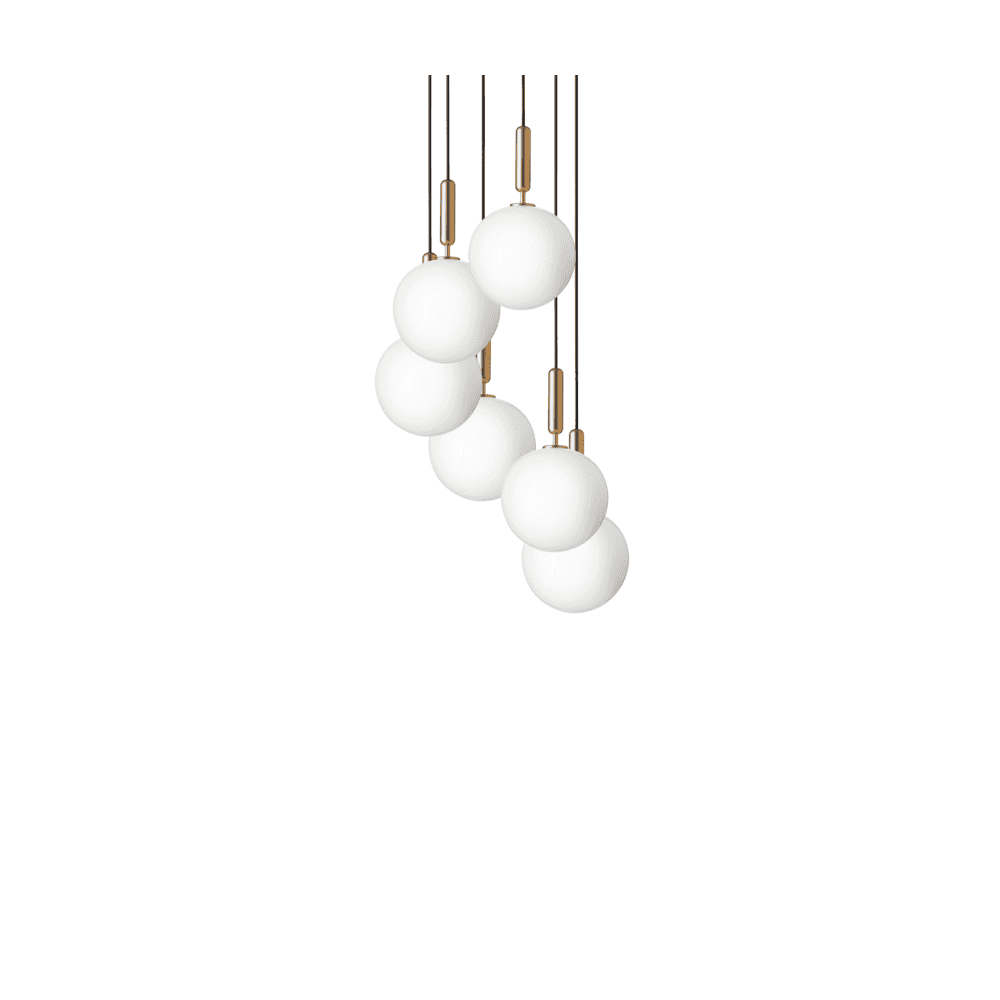 Nuura Miira Large 6 Light Chandelier - Brass & Opal Glass