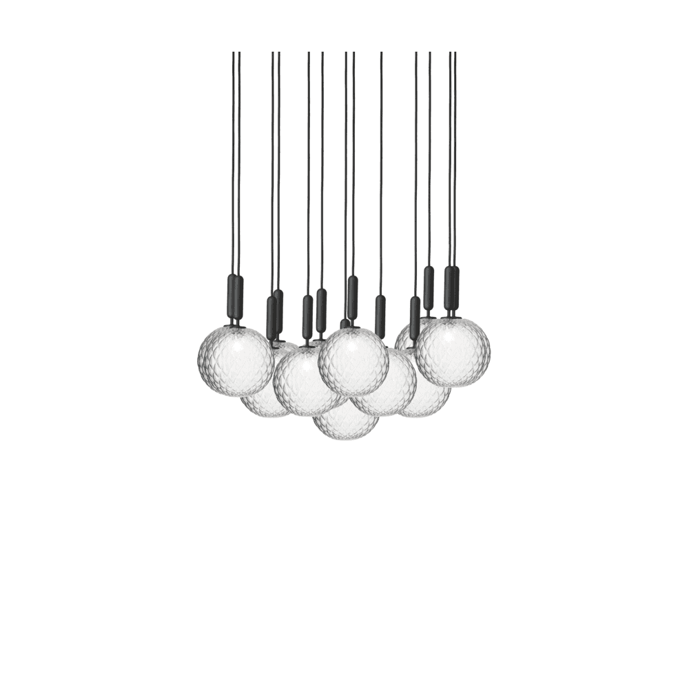 Nuura Miira Large 13 Light Chandelier - Rock Grey & Optic Clear Glass