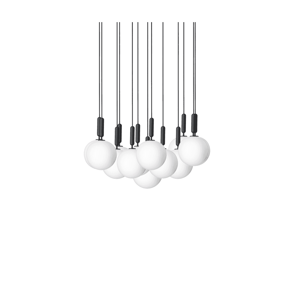 Nuura Miira Large 13 Light Chandelier - Rock Grey & Opal Glass