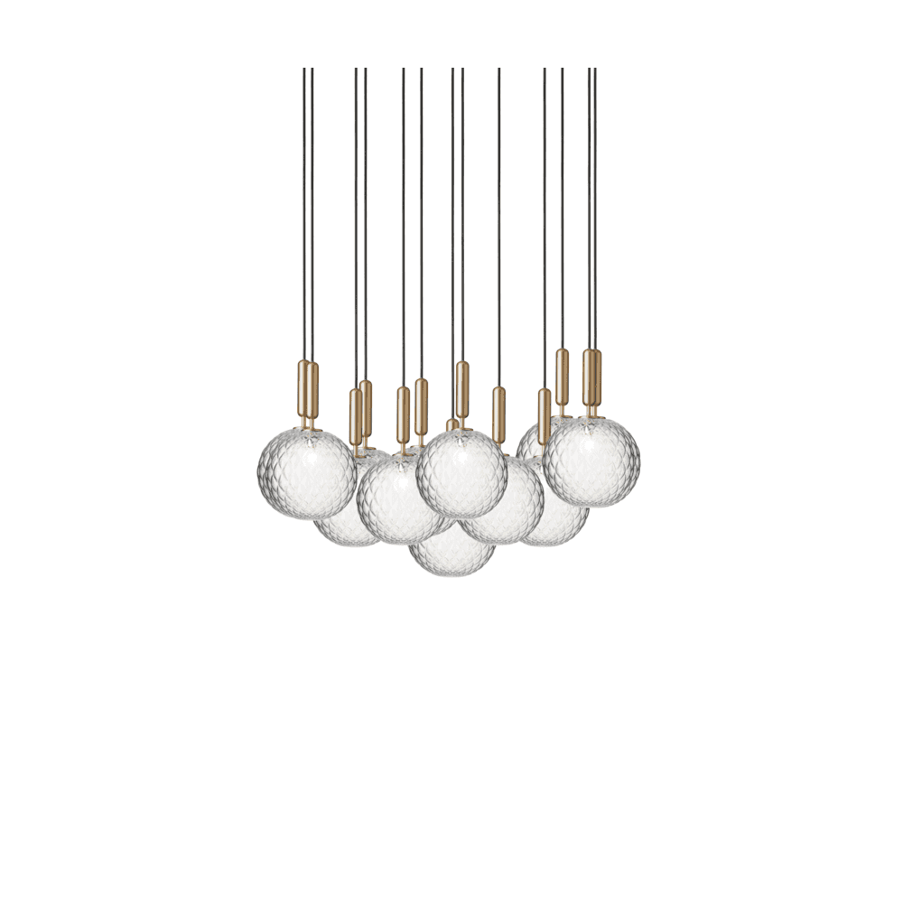Nuura Miira Large 13 Light Chandelier - Brass & Optic Clear Glass