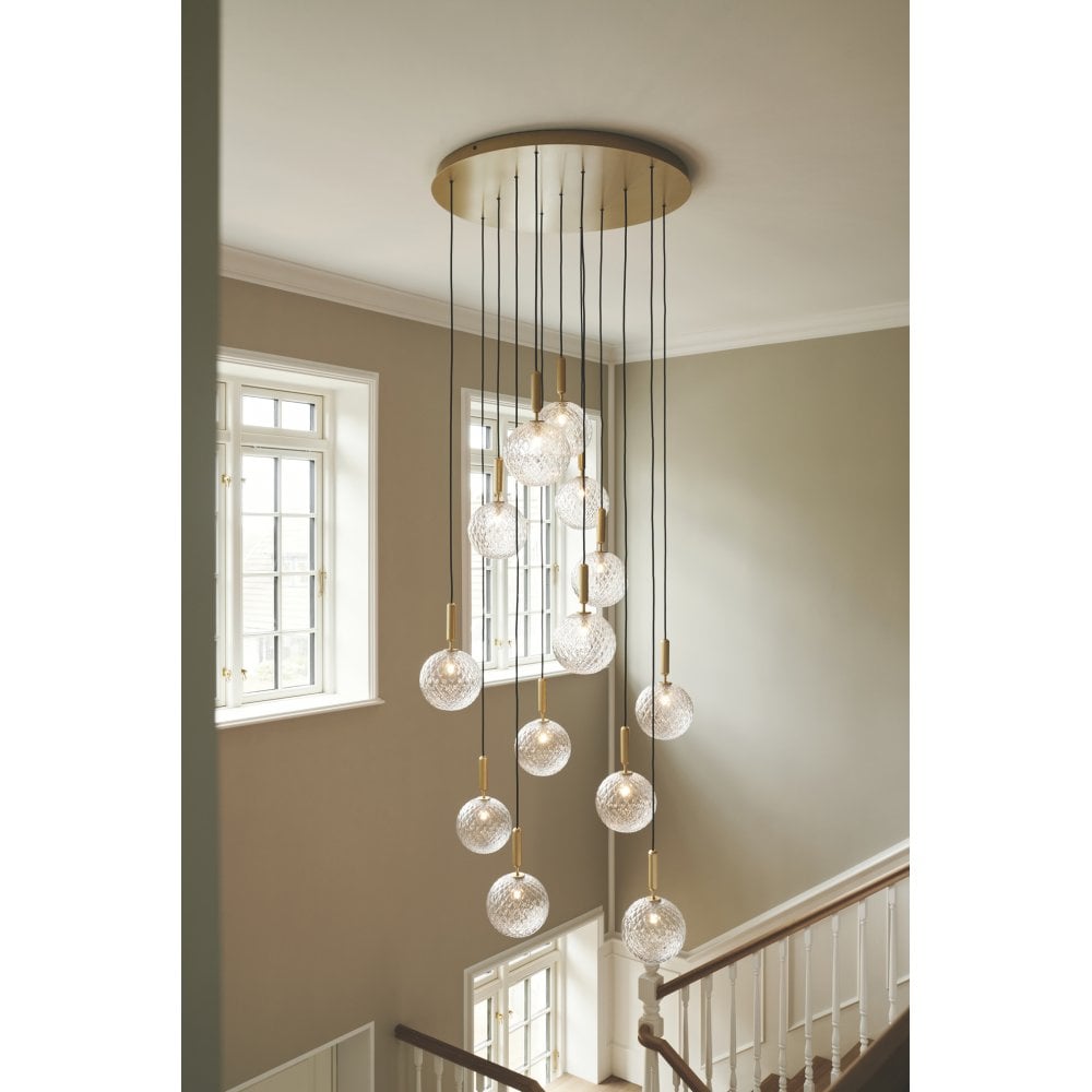 Nuura Miira Large 13 Light Chandelier - Brass & Optic Clear Glass