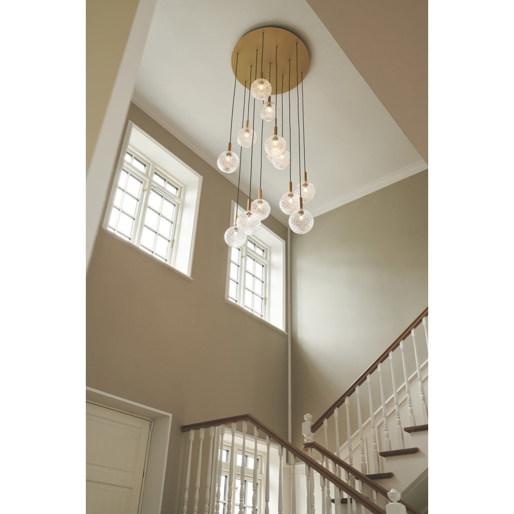 Nuura Miira Large 13 Light Chandelier - Brass & Optic Clear Glass