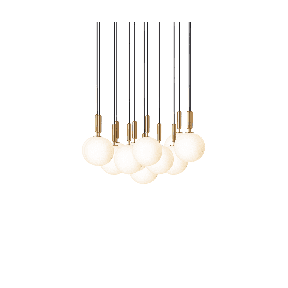 Nuura Miira Large 13 Light Chandelier - Brass & Opal Glass