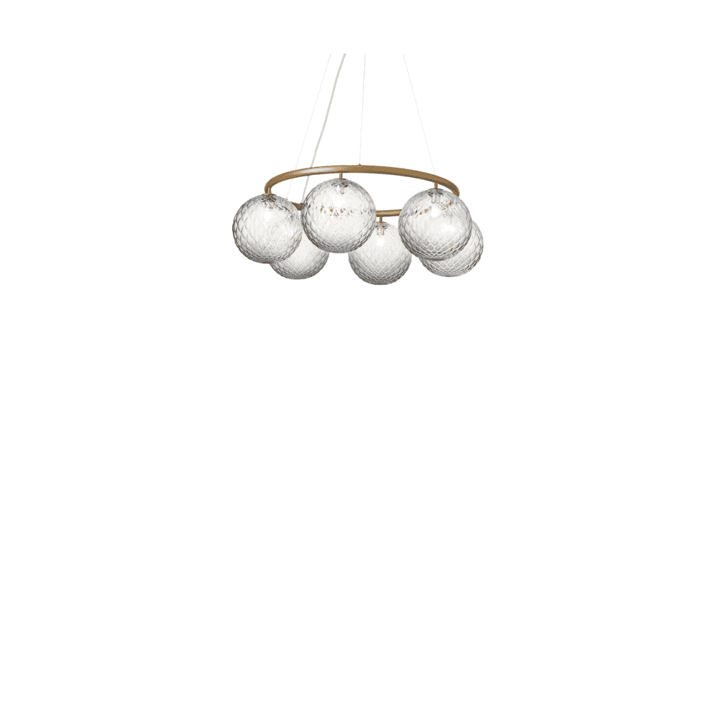 Nuura Miira 6 Light Circular Chandelier - Brass & Optic Clear Glass