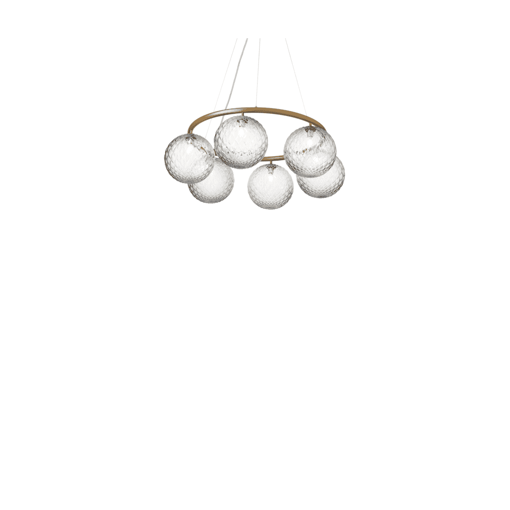 Nuura Miira 6 Light Circular Chandelier - Brass & Optic Clear Glass
