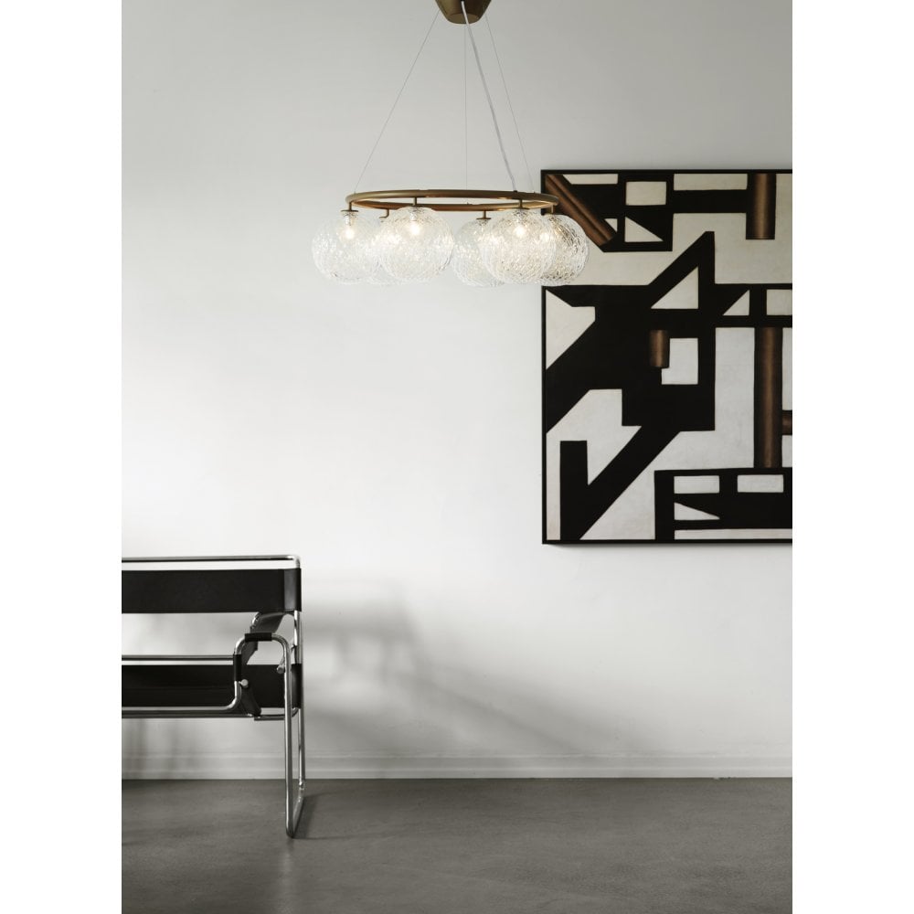 Nuura Miira 6 Light Circular Chandelier - Dark Bronze & Optic Clear Glass