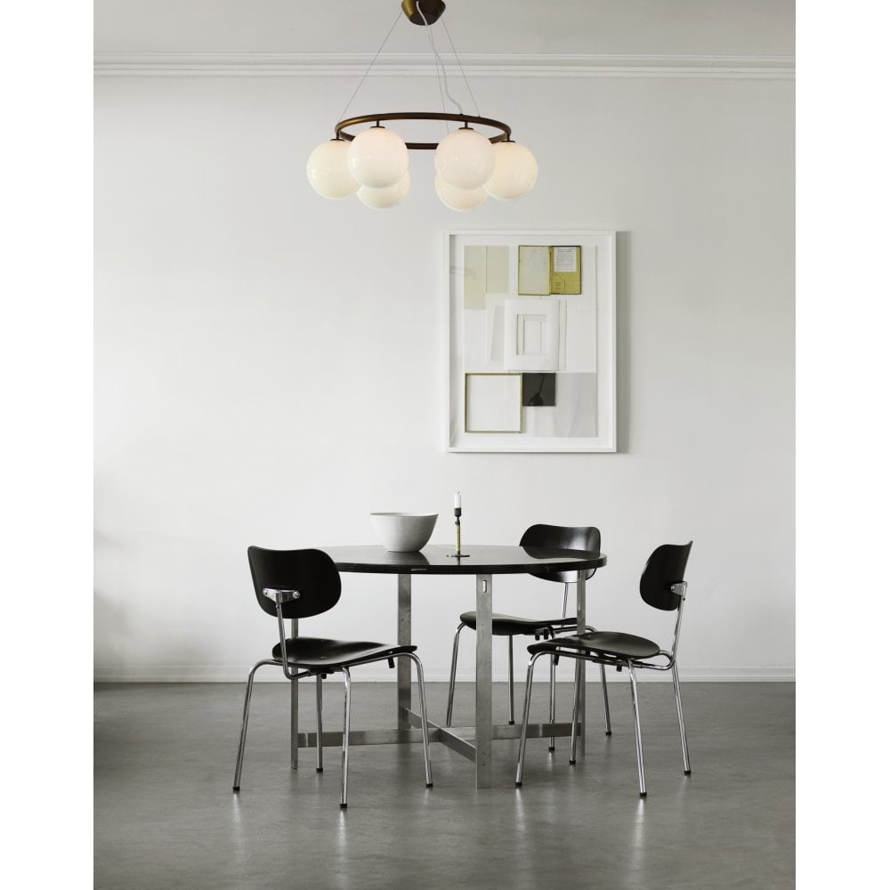 Nuura Miira 6 Light Circular Chandelier - Dark Bronze & Opal Glass