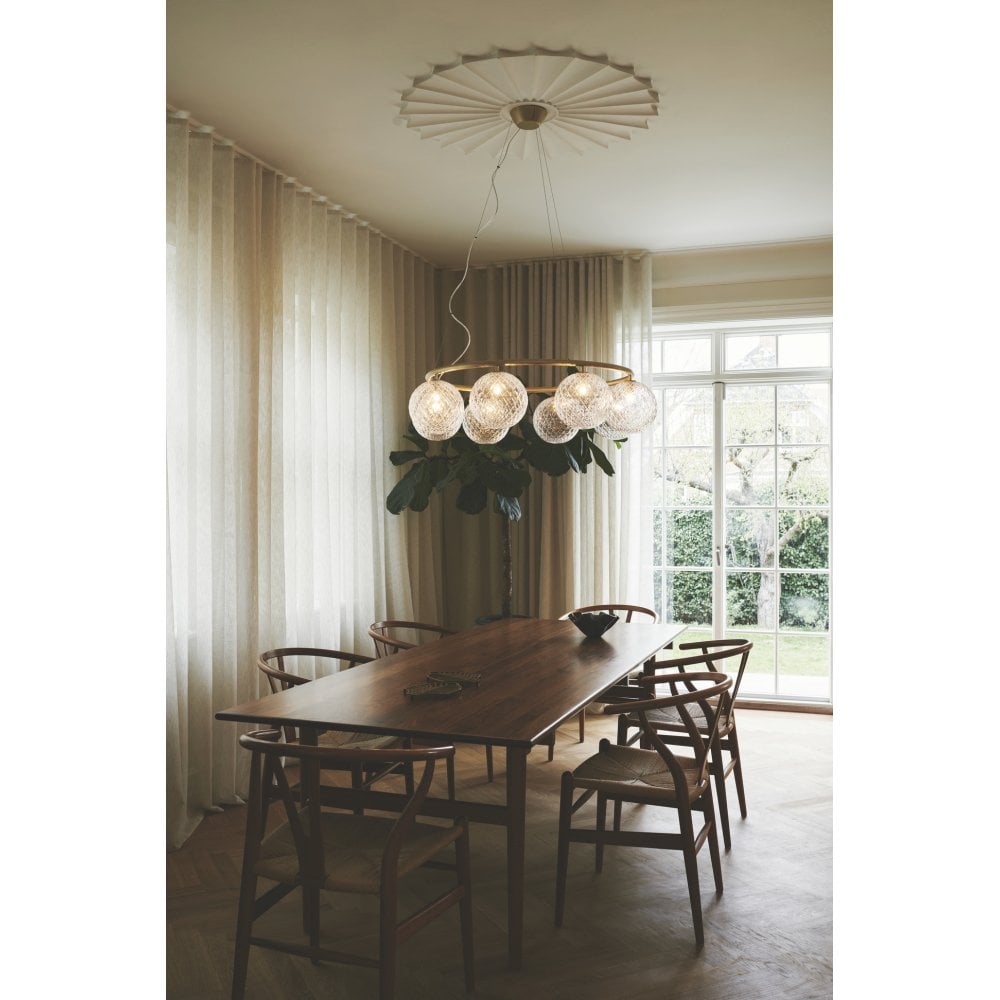 Nuura Miira 8 Light Circular Chandelier - Brass & Optic Clear Glass