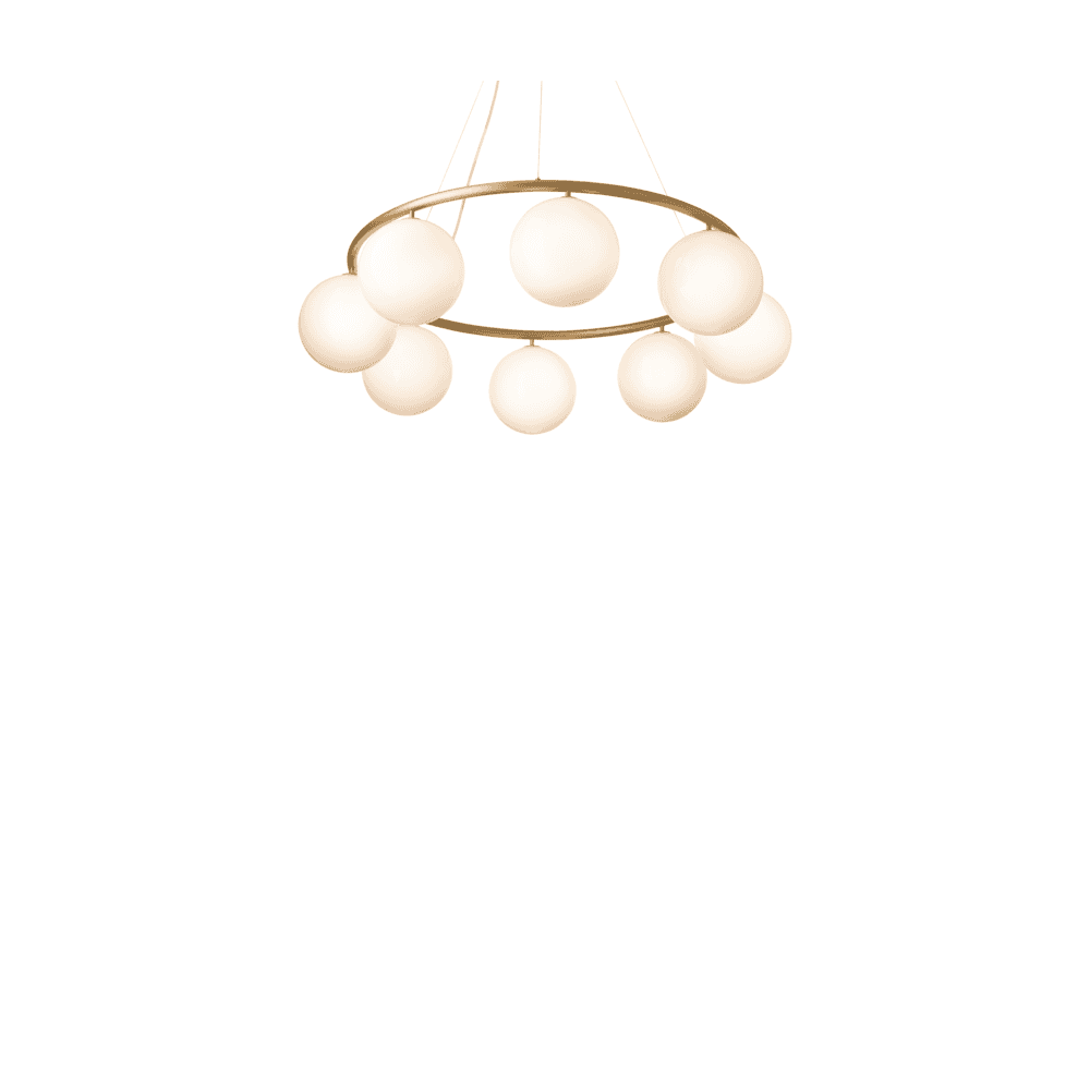 Nuura Miira 8 Light Circular Chandelier - Brass & Opal Glass
