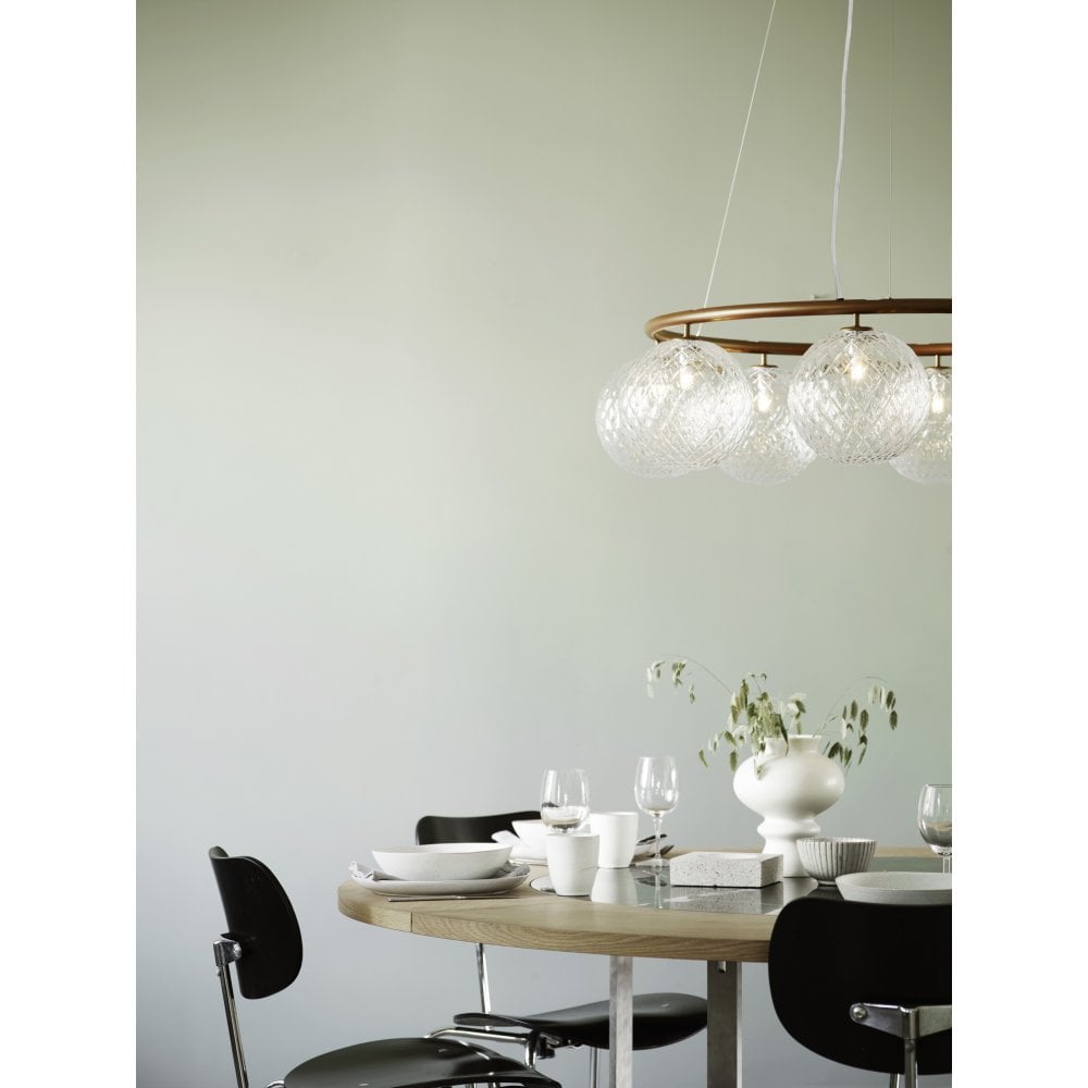 Nuura Miira 8 Light Circular Chandelier - Dark Bronze & Optic Clear Glass