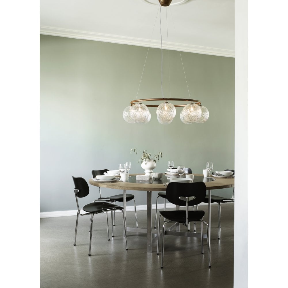 Nuura Miira 8 Light Circular Chandelier - Dark Bronze & Optic Clear Glass