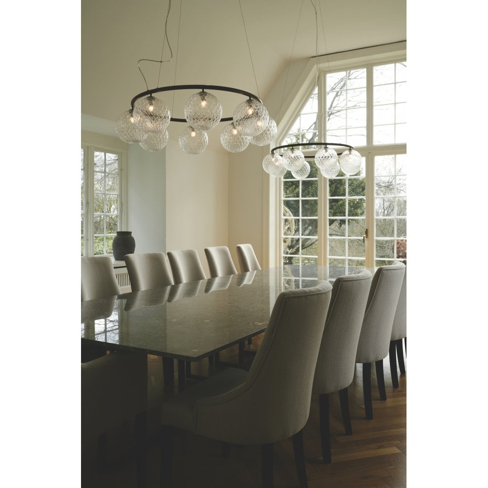 Nuura Miira 8 Light Circular Chandelier - Dark Bronze & Optic Clear Glass