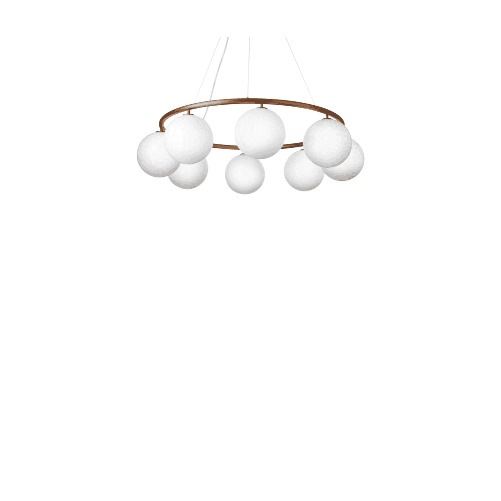 Nuura Miira 8 Light Circular Chandelier - Dark Bronze & Opal Glass