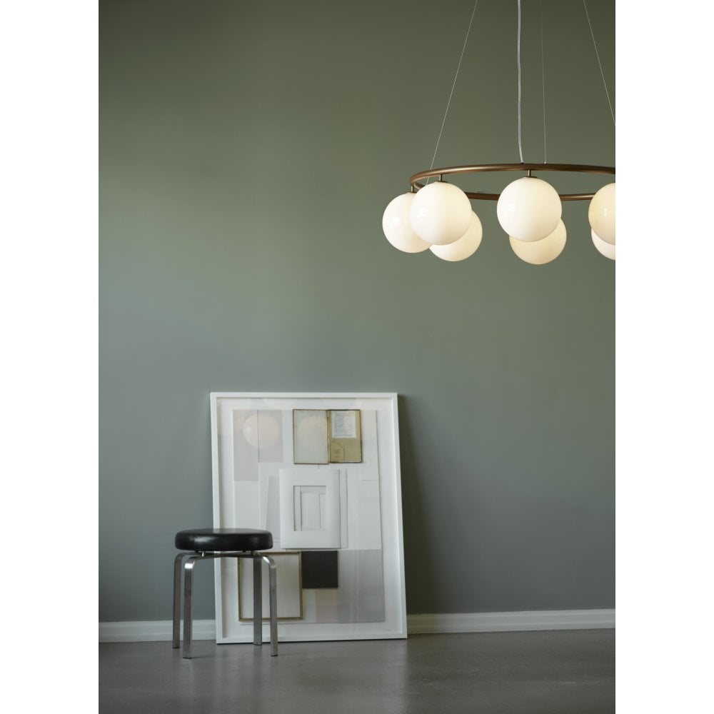 Nuura Miira 8 Light Circular Chandelier - Dark Bronze & Opal Glass