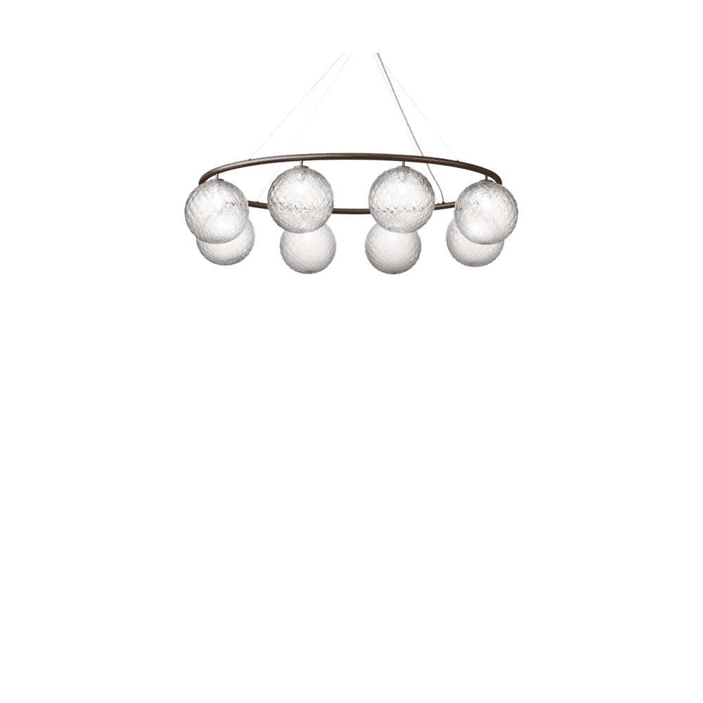 Nuura Miira 8 Light Oval Chandelier - Dark Bronze & Optic Clear Glass