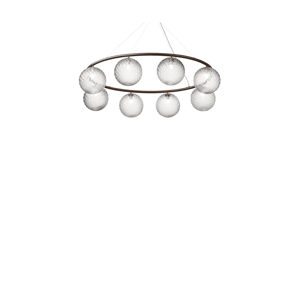 Nuura Miira 8 Light Oval Chandelier - Dark Bronze & Optic Clear Glass