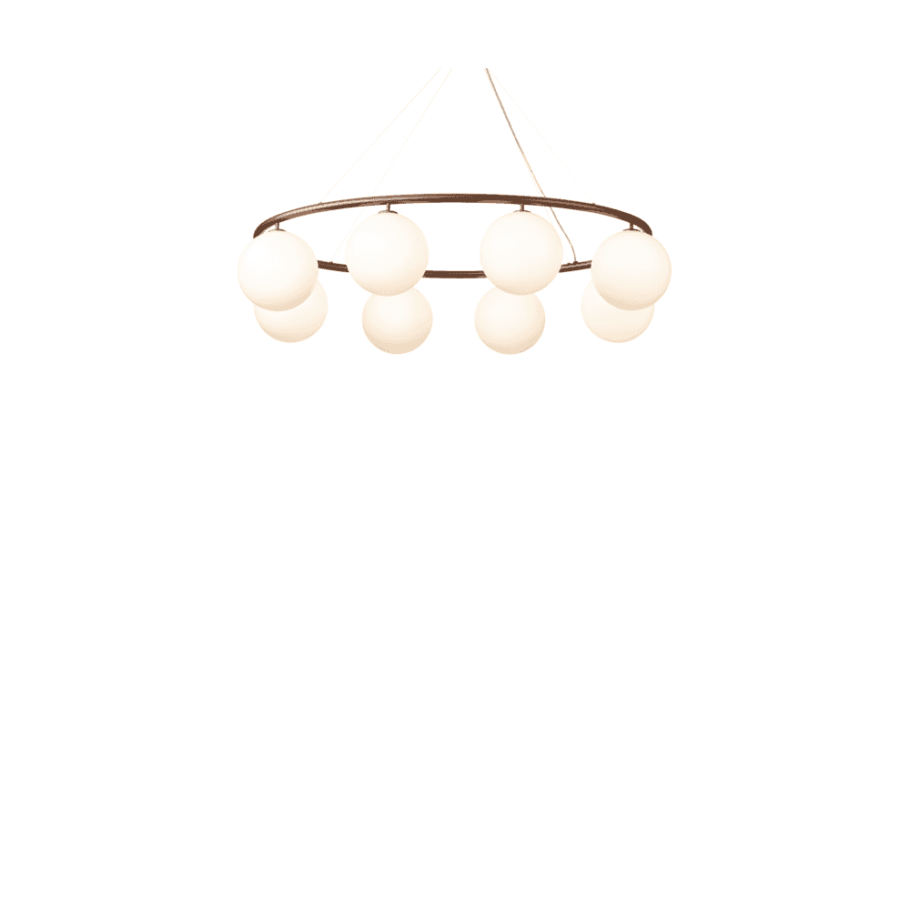 Nuura Miira 8 Light Oval Chandelier - Dark Bronze & Opal Glass
