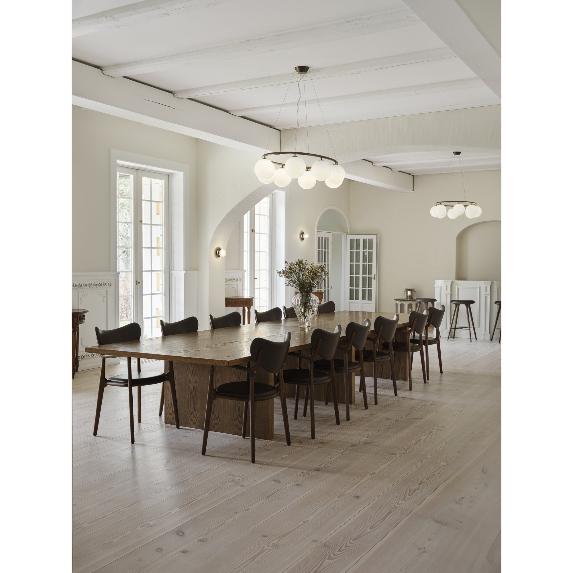 Nuura Miira 8 Light Oval Chandelier - Dark Bronze & Opal Glass