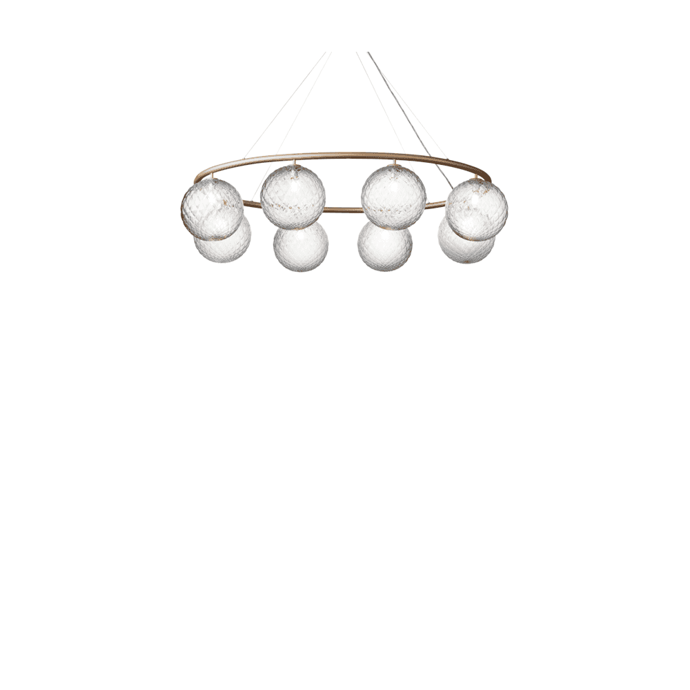 Nuura Miira 8 Light Oval Chandelier - Brass & Optic Clear Glass