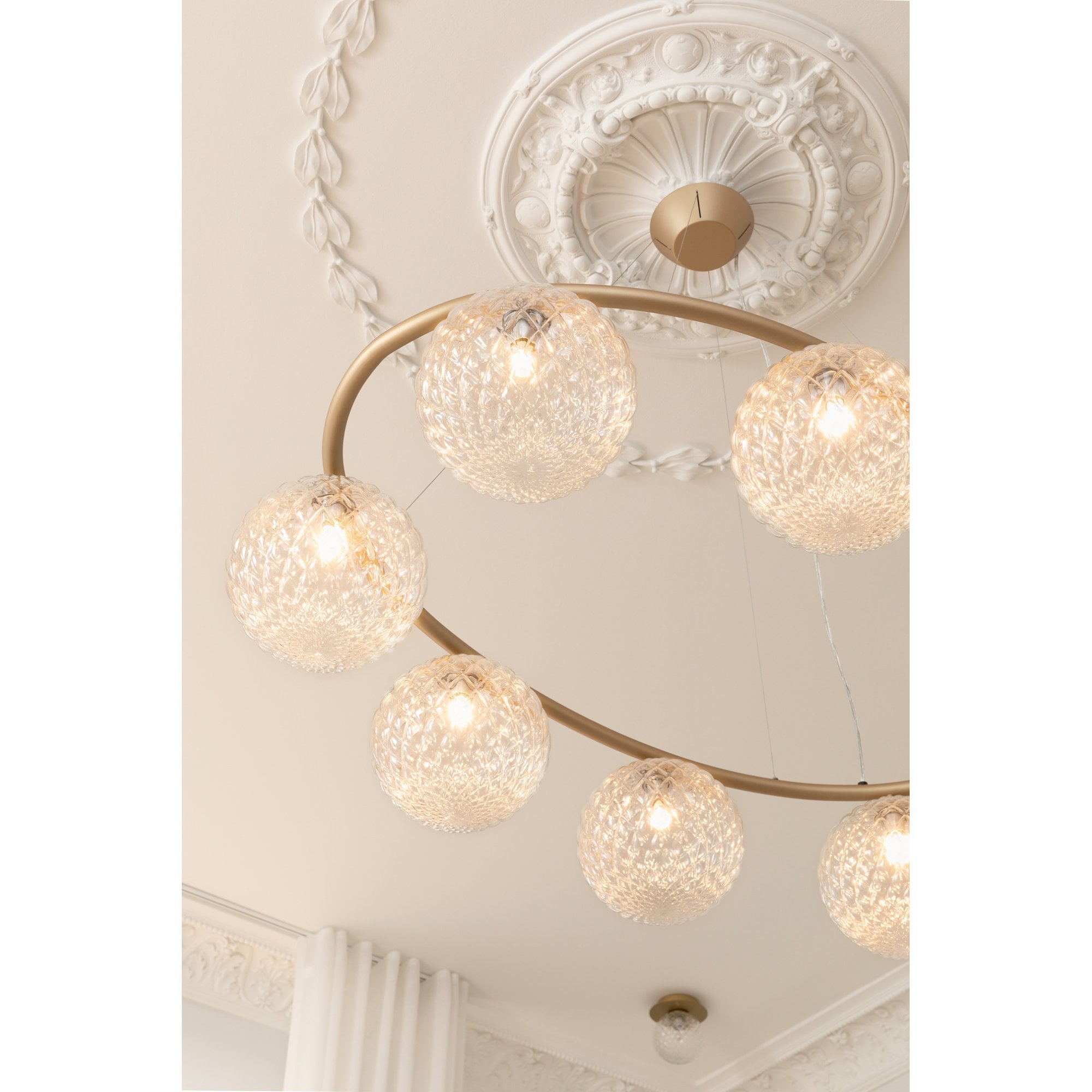 Nuura Miira 8 Light Oval Chandelier - Brass & Optic Clear Glass