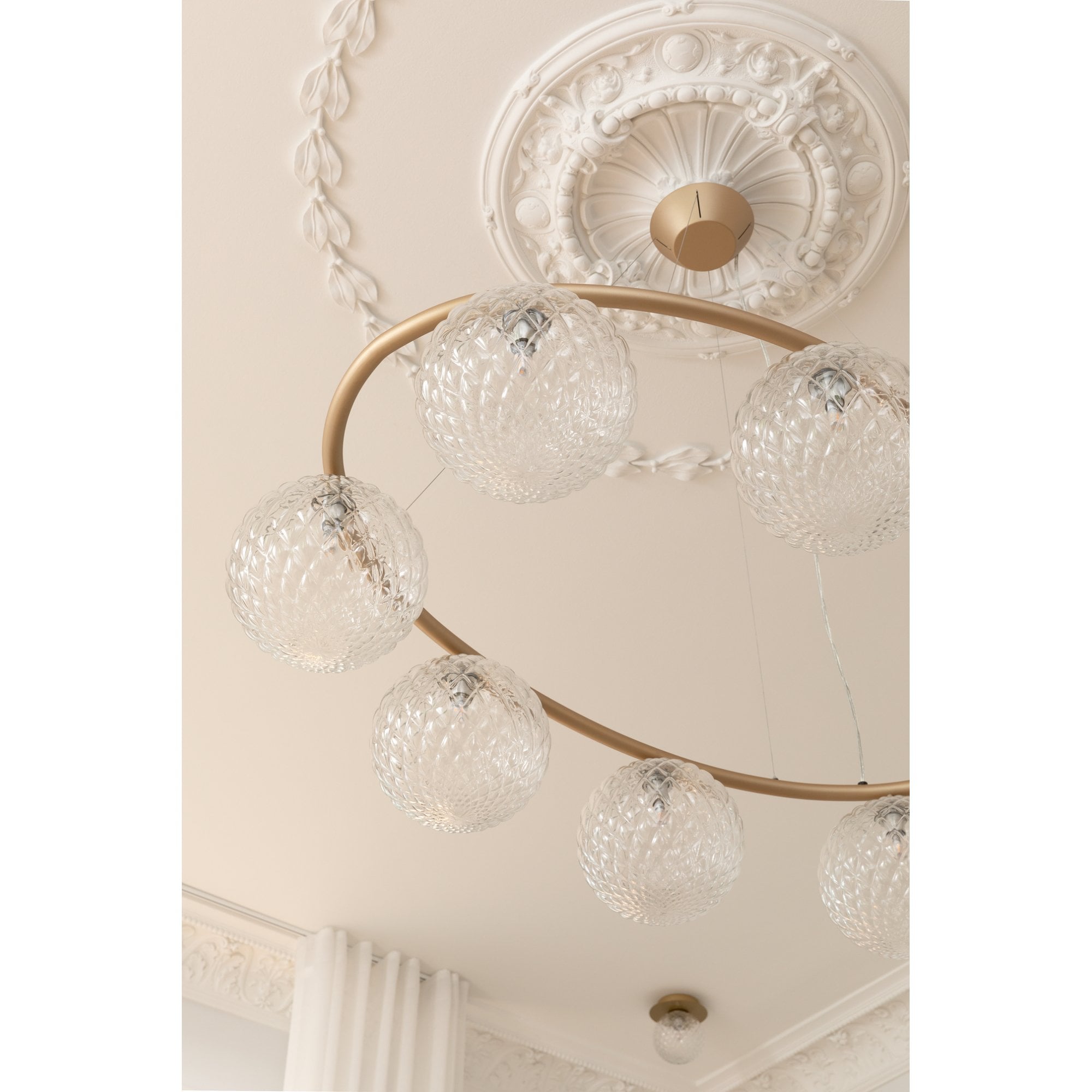 Nuura Miira 8 Light Oval Chandelier - Brass & Optic Clear Glass