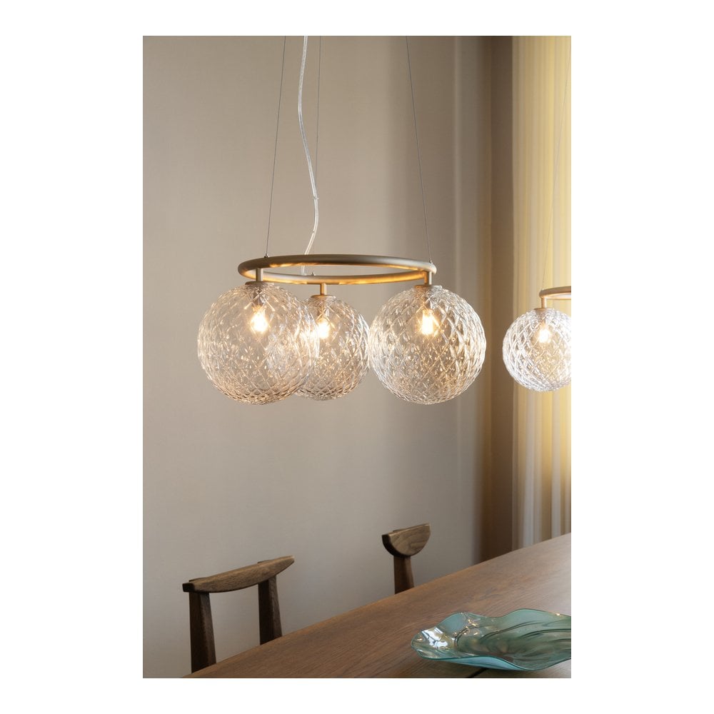 Nuura Miira 3 Light Circular Chandelier - Brass & Optic Clear Glass
