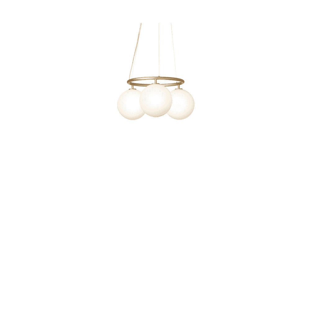 Nuura Miira 3 Light Circular Chandelier - Brass & Opal Glass