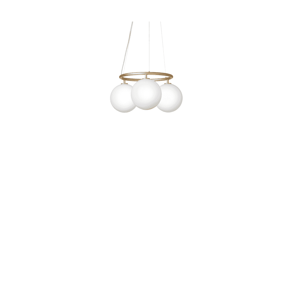 Nuura Miira 3 Light Circular Chandelier - Brass & Opal Glass