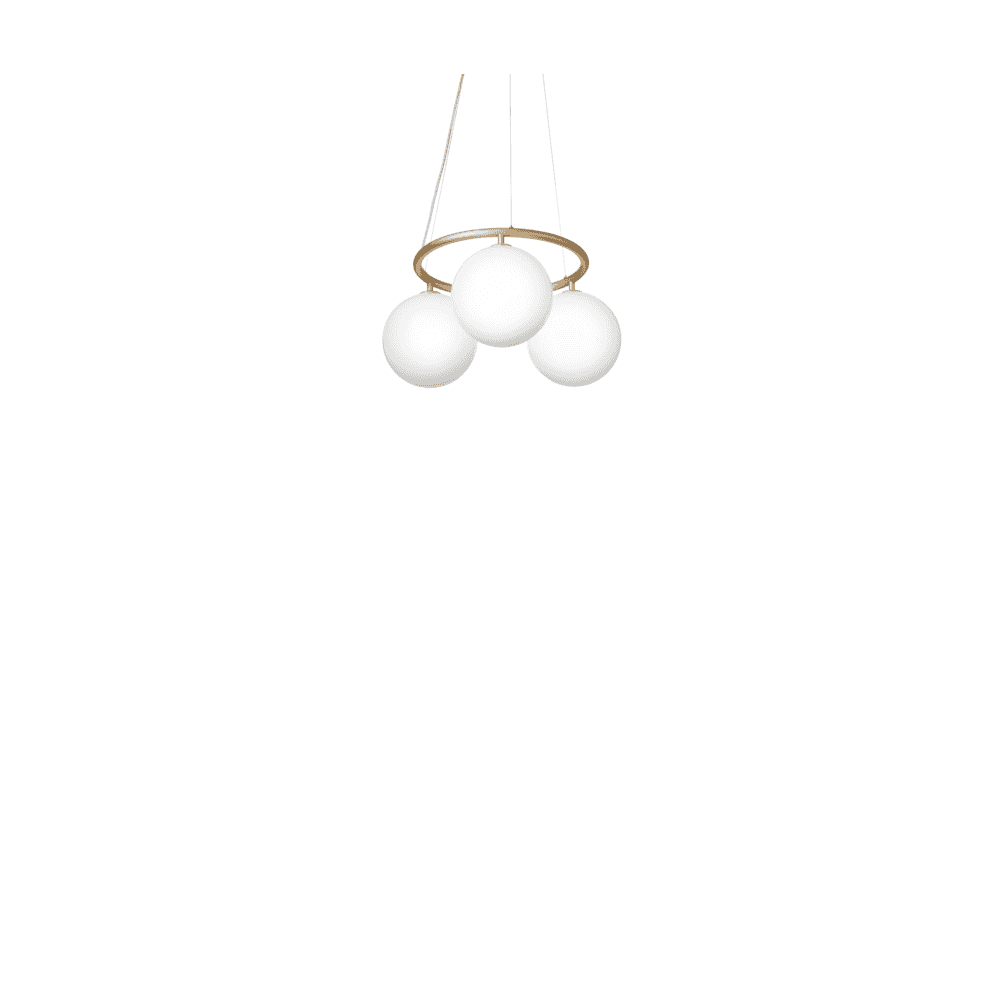 Nuura Miira 3 Light Circular Chandelier - Brass & Opal Glass