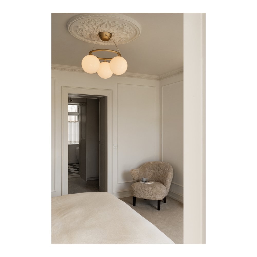 Nuura Miira 3 Light Circular Chandelier - Brass & Opal Glass