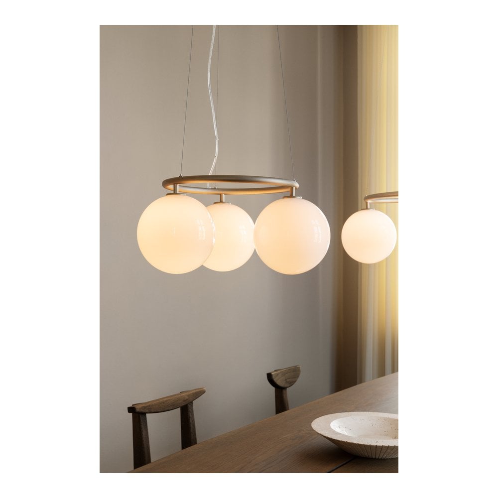Nuura Miira 3 Light Circular Chandelier - Brass & Opal Glass